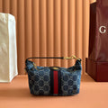 GUCCI 26S GIGLIO TOP HANDLE BAG 19 IN BLUE AND WHITE DENIM